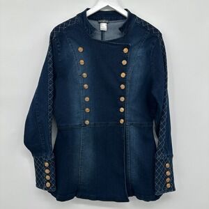 Venus Jacket Coat Size 12 Medium Denim Military Style Stretch Western Festival
